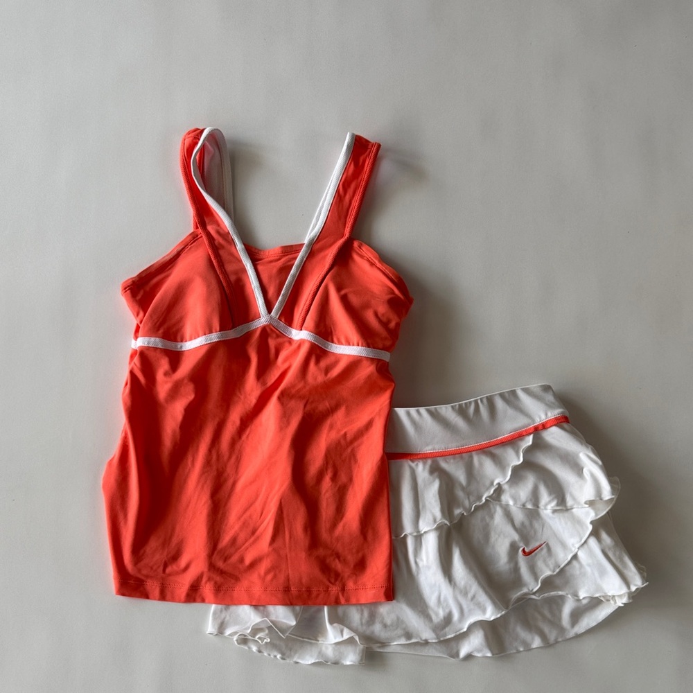 Nike Coral and White Women's Tennis Skirt Set